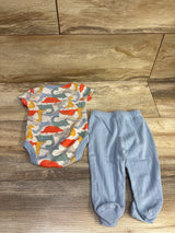 Chick Pea 2pc Dinosaur Bodysuit & Footed Bottoms Set Ivory sz 0-3m
