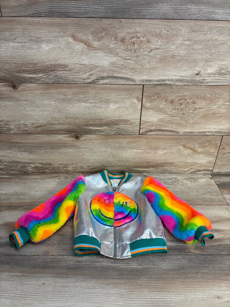 Hannah Banana Smile Faux-fur Bomber Jacket In Silver Multi sz 3T - Me n Mommy To Be