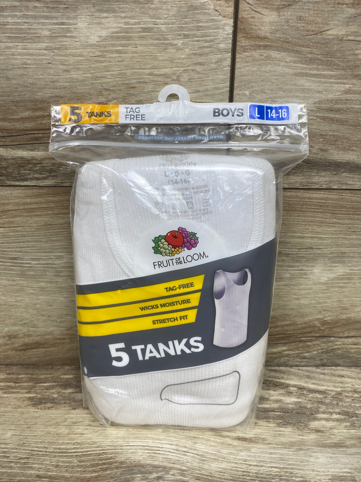 NEW Fruit of the Loom 5pk Tanks White sz Large 14-16