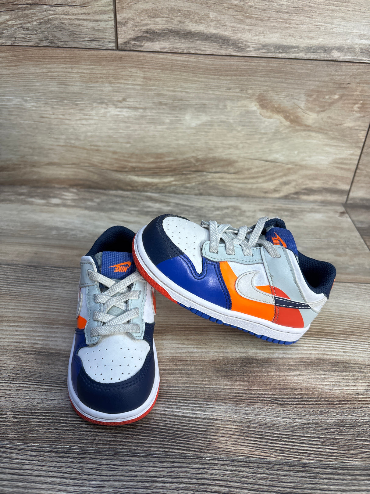 Nike Dunk Low SE TD White Light Silver Midnight Navy Sneakers sz 8c
