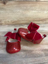 Mary Jane Crib Shoes w/ Bow Detail, Red Glitter sz 3c