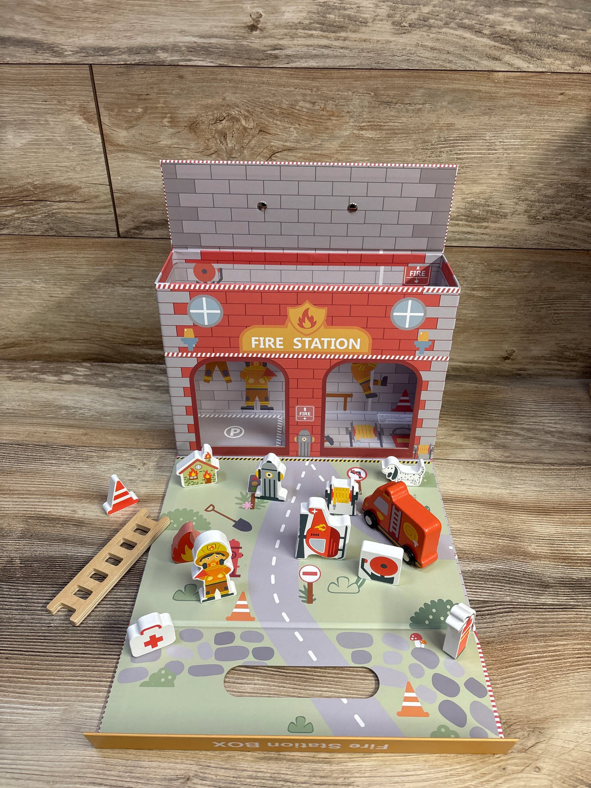 Mud Pie Wooden Fire Station Playset 14pc