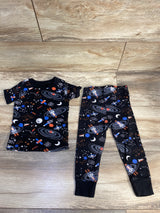 Old Navy 2pc Pajama Set Space Print Black sz 18-24m