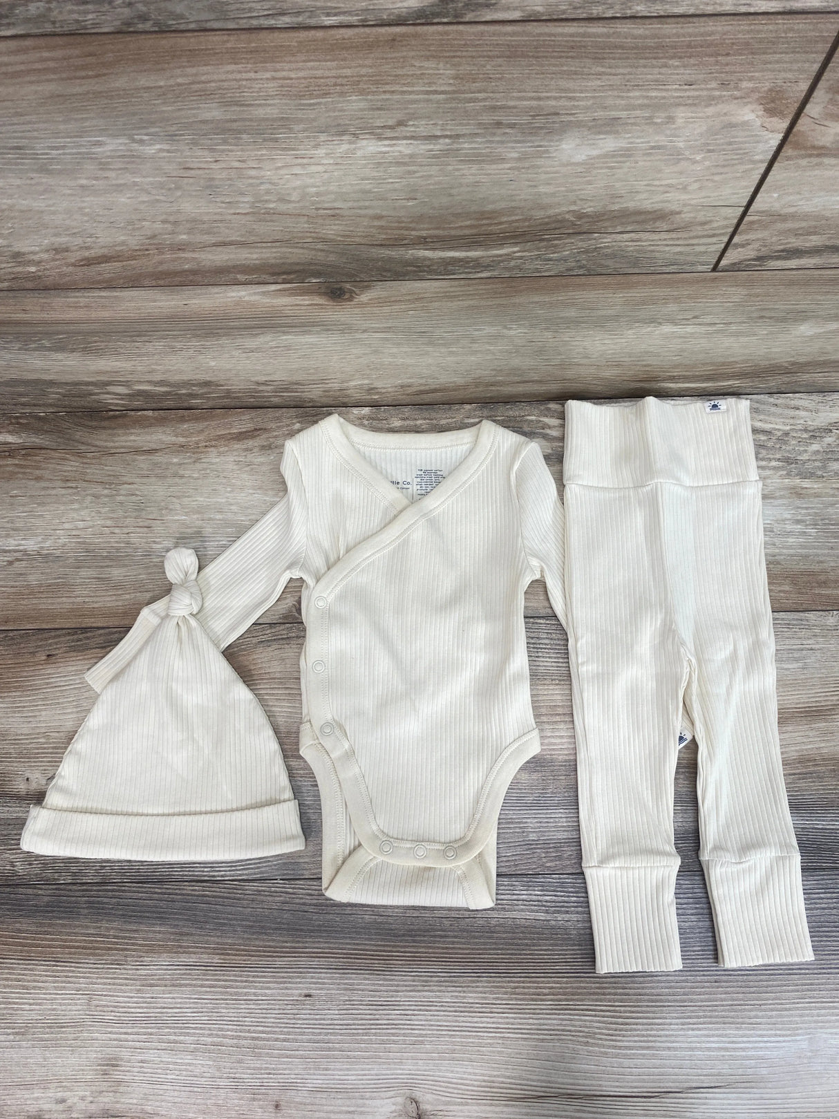 Little Co. 3pc Ribbed Bodysuit Set Cream sz 3m