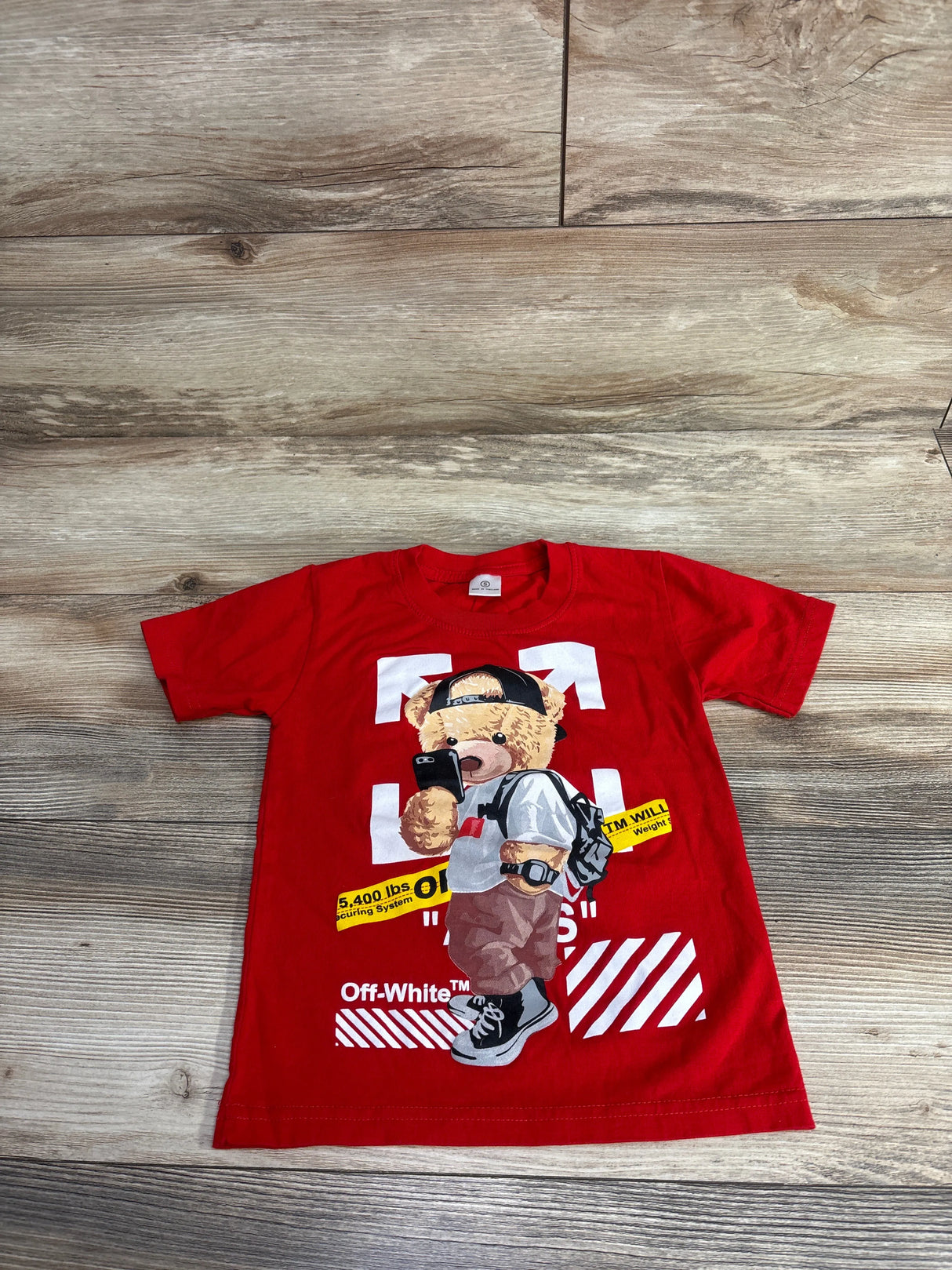Off-White Knock-Off T-Shirt Red sz 3-4T