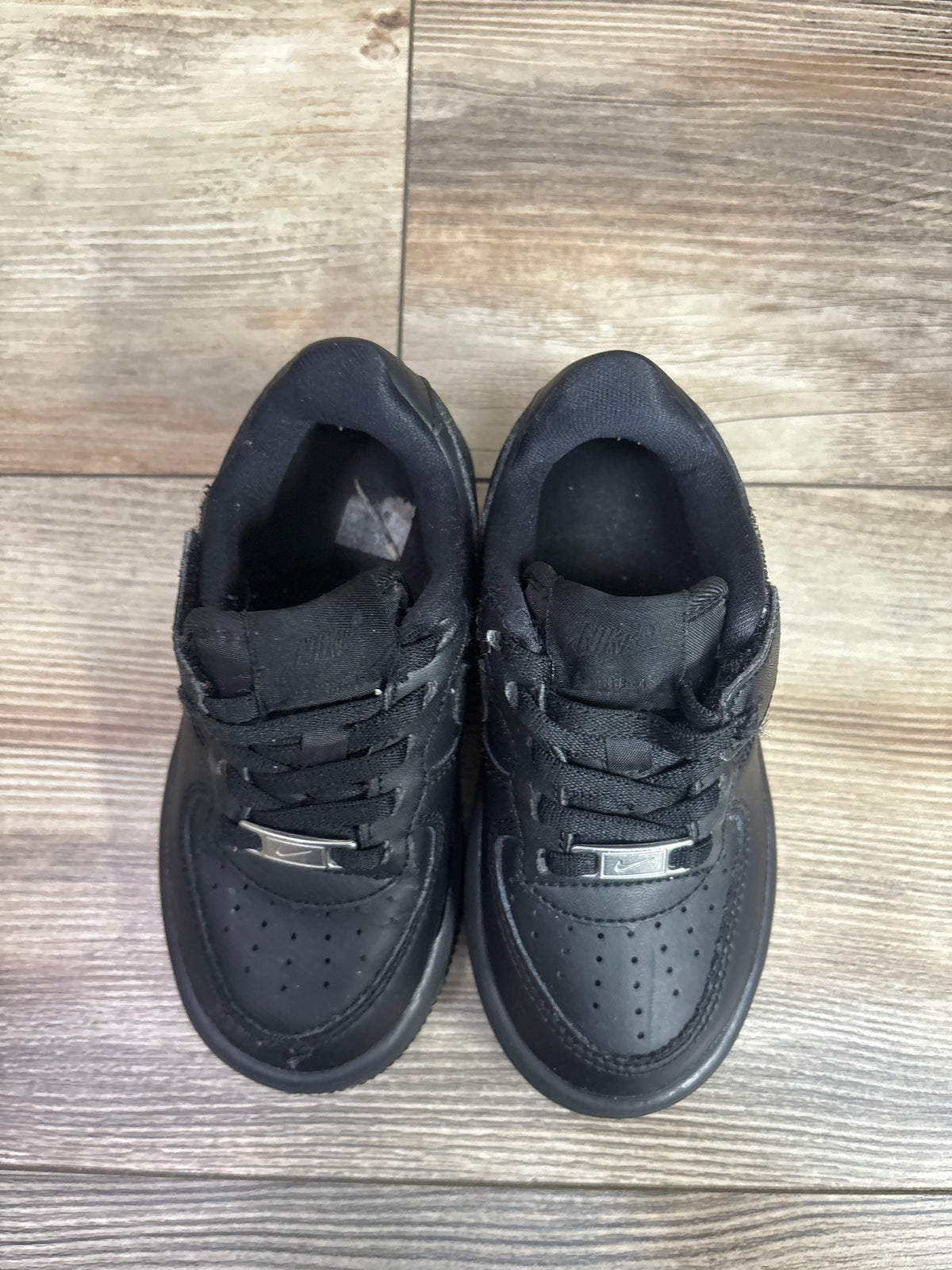Nike Force 1 Low EasyOn PS 'Triple Black' Sneakers sz 9c