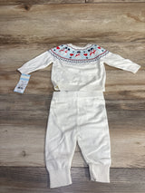 NEW Cat & Jack 2pc Snowman Fair Isle Sweater Set White sz 0-3m