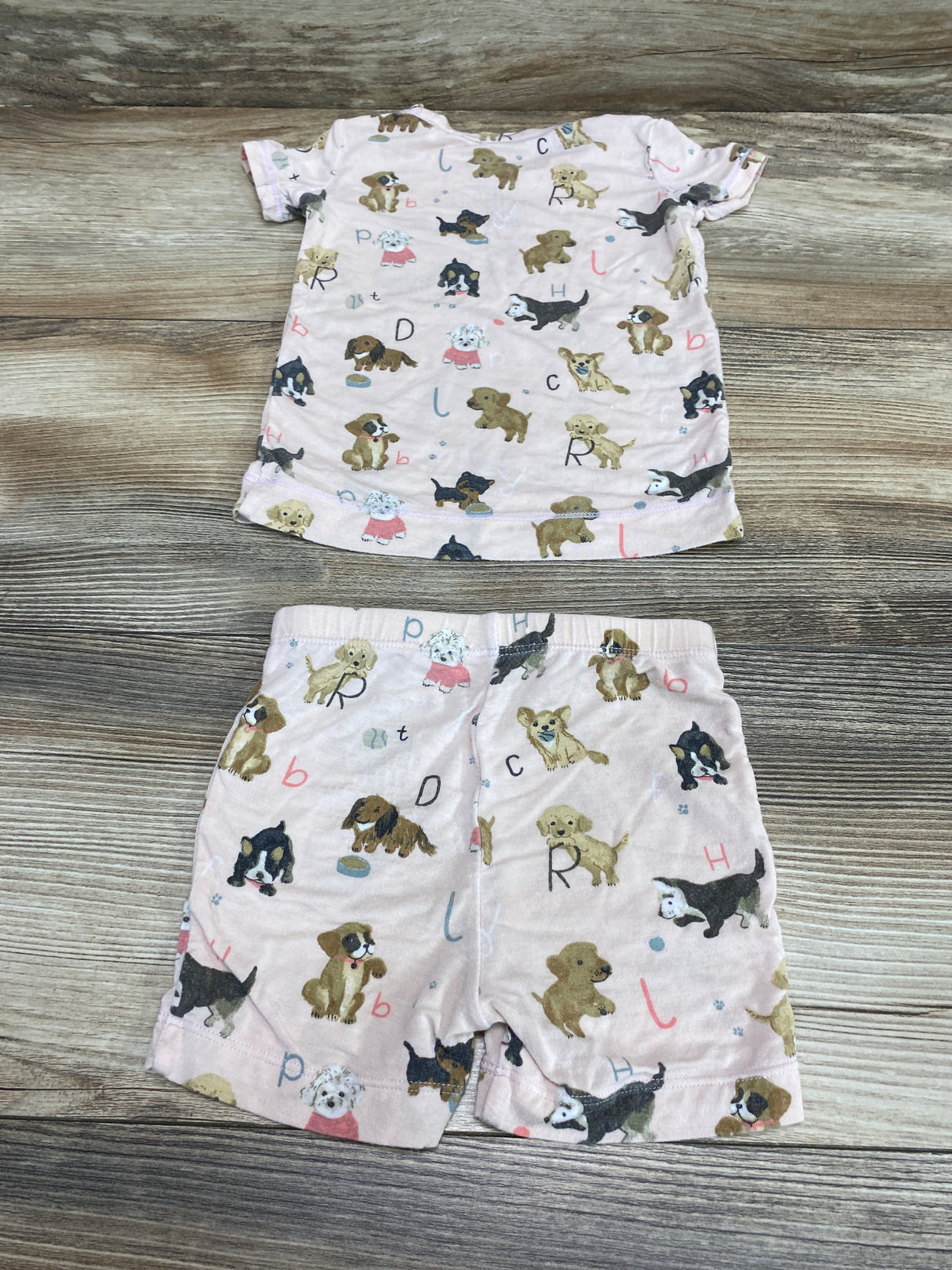 Angel Dear 2pc Puppy Print Pajama Set Pink sz 12-18m