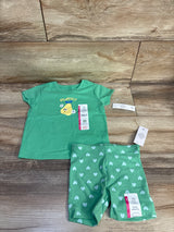 NEW Wonder Nation 2pc Pearfect Shirt & Bike Shorts Set Green sz 18m