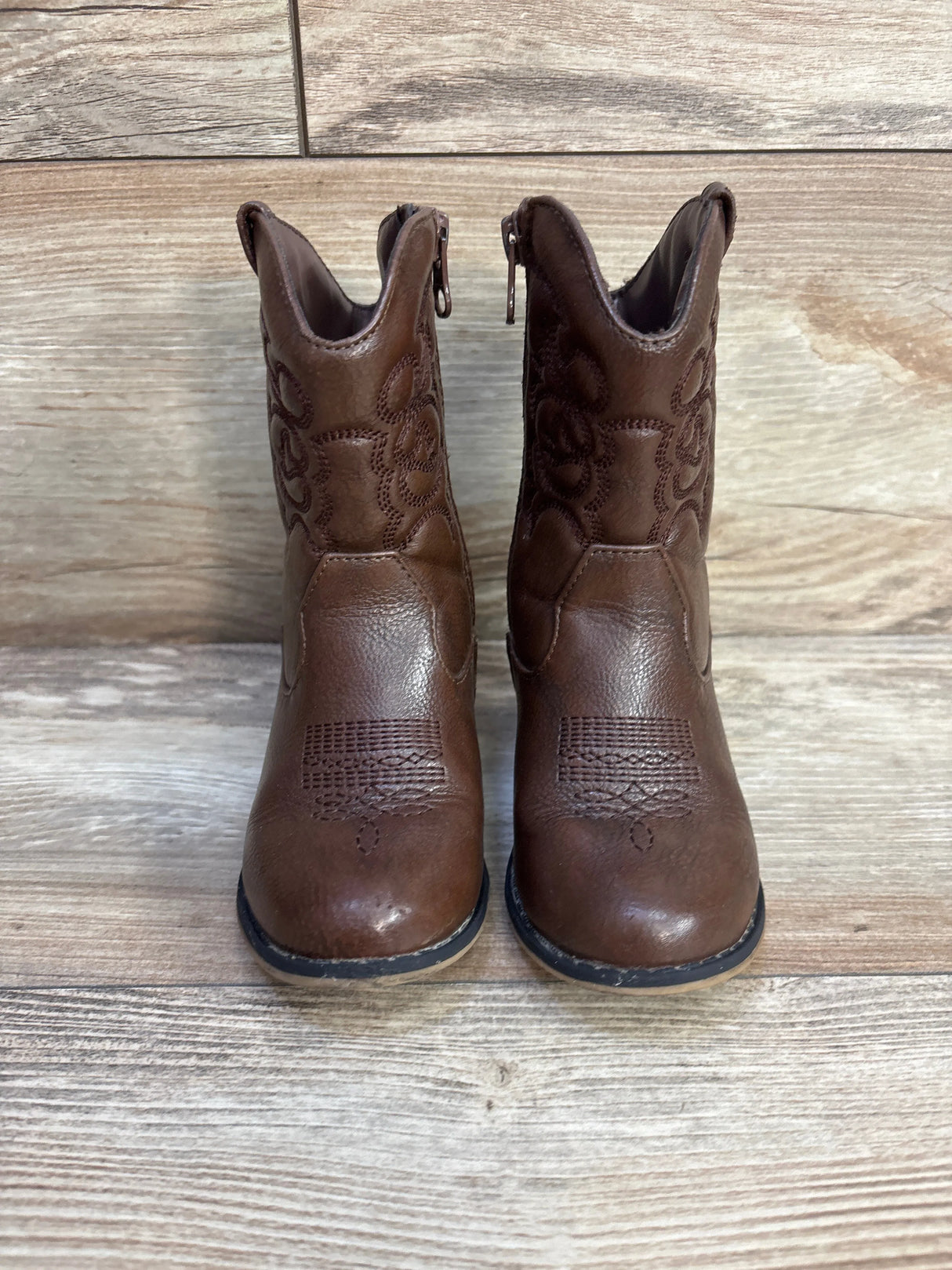 Cat & Jack Girls' Memphis Zipper Western Boots Brown sz 8c - Me n Mommy To Be