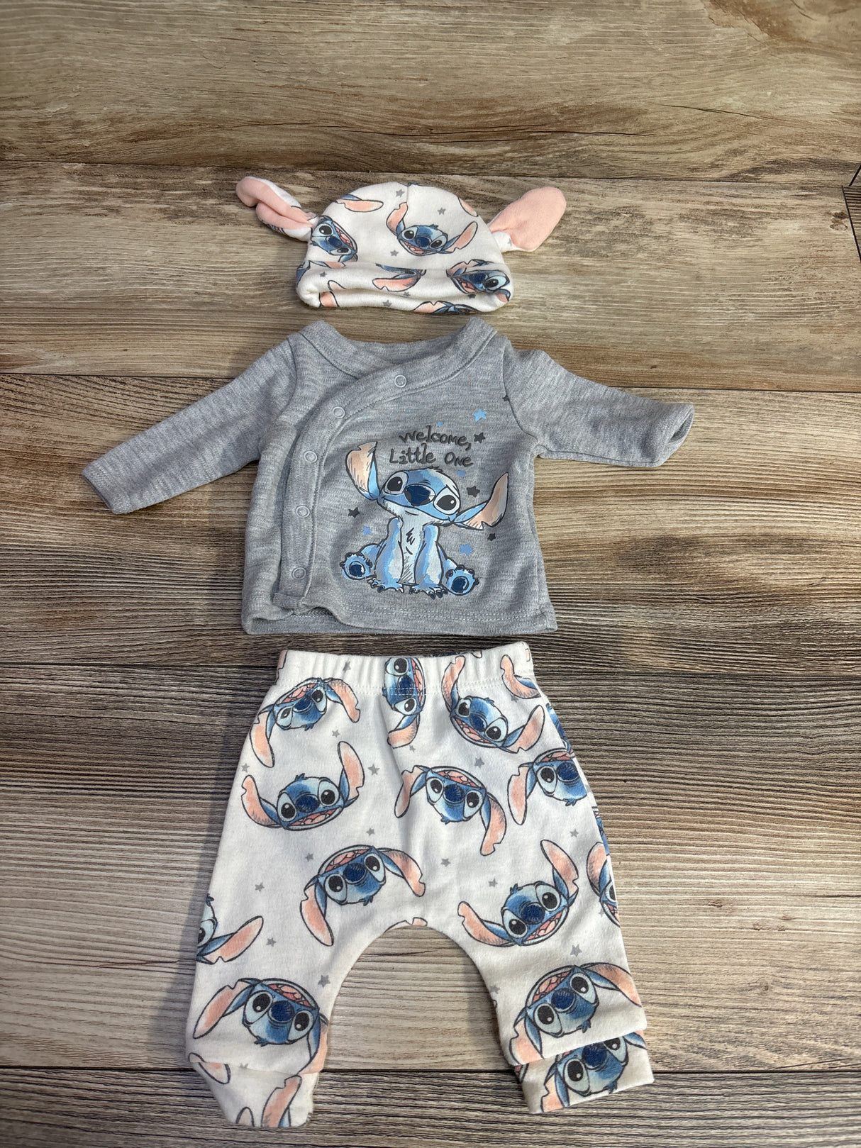 Disney Baby 3pc Stitch Shirt & Pants Set Grey sz Preemie