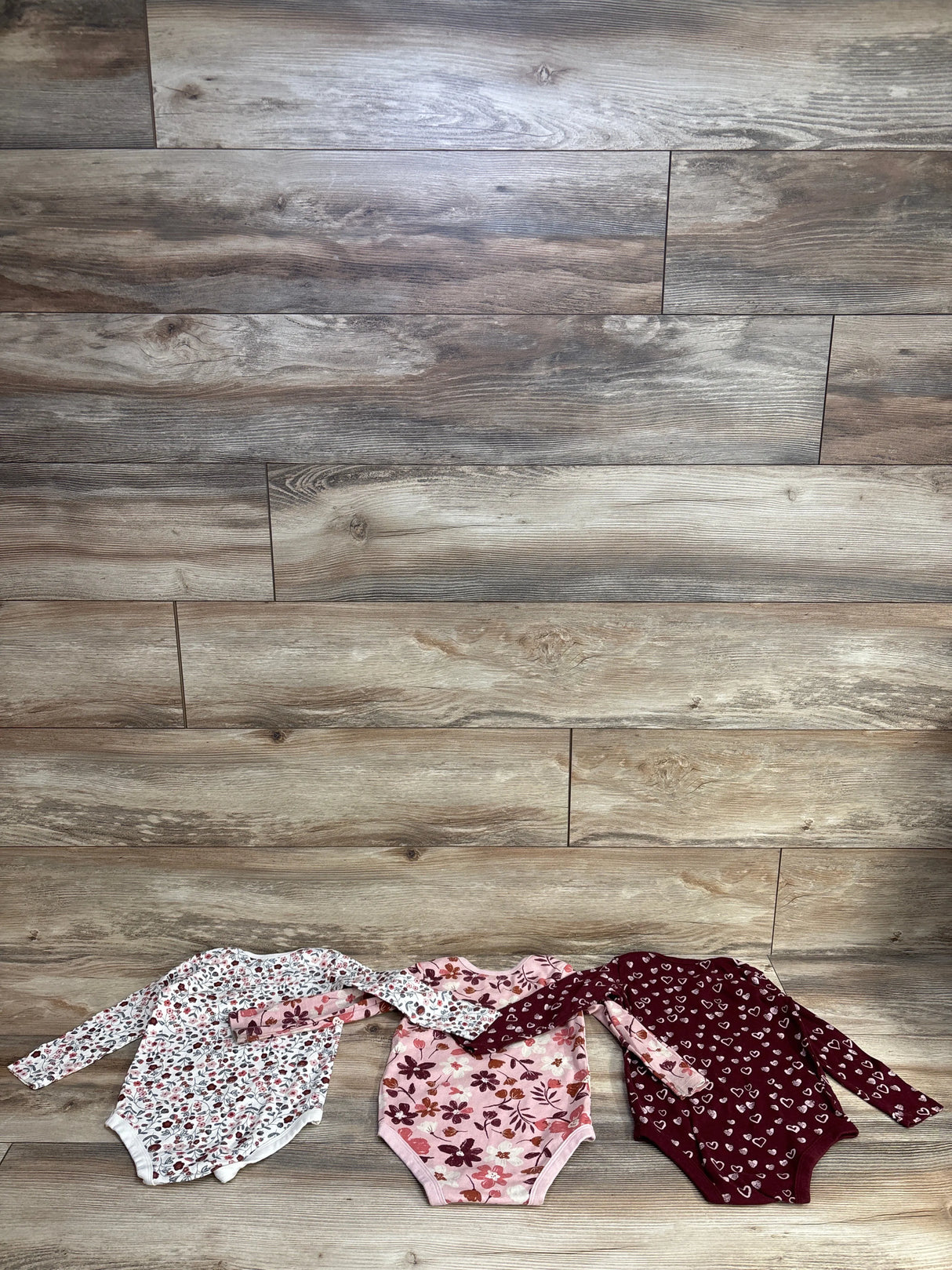 Member's Mark 3pk Floral Bodysuit Set White sz 24m