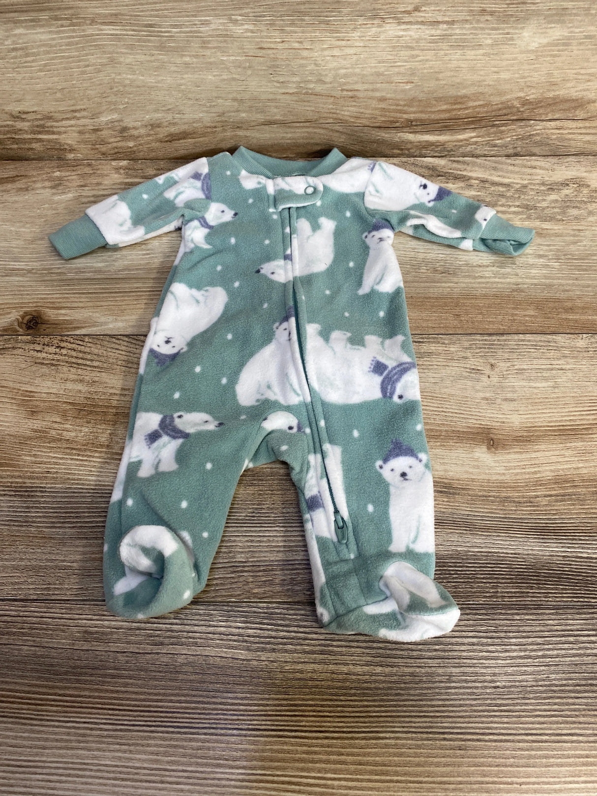 Child Of Mine Polar Bear Blanket Sleeper Green sz Preemie
