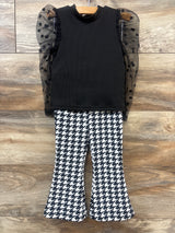Shein 2pc Tulle Sleeve Shirt & Flared Pants Set Black sz 18-24m
