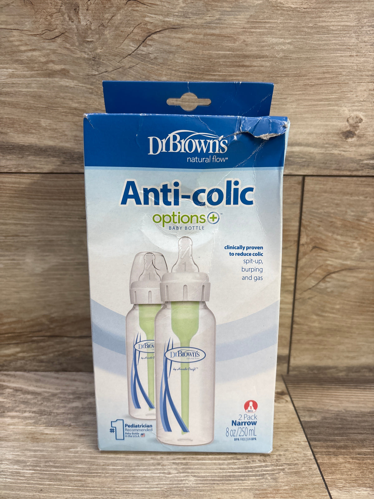 NEW Dr. Brown's 2pk Narrow Baby Bottles w/ Level 1 Slow Flow Nipple 8oz