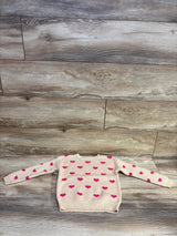 Cat & Jack Heart Print Knit Sweater Beige sz 4T
