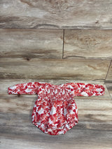 Kate Quinn Long Sleeve Smocked Bubble Romper Red sz 6-12m