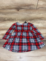 Picapino Long Sleeve Plaid Dress Red sz 24m