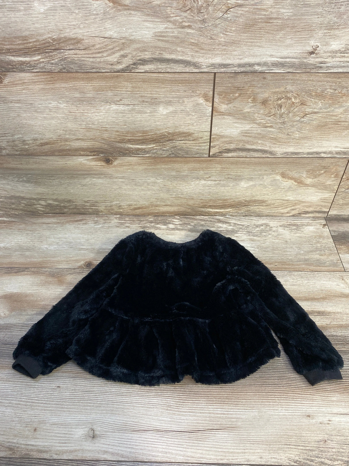 Btween Cat Print Plush Pull Over Top Black sz 4T