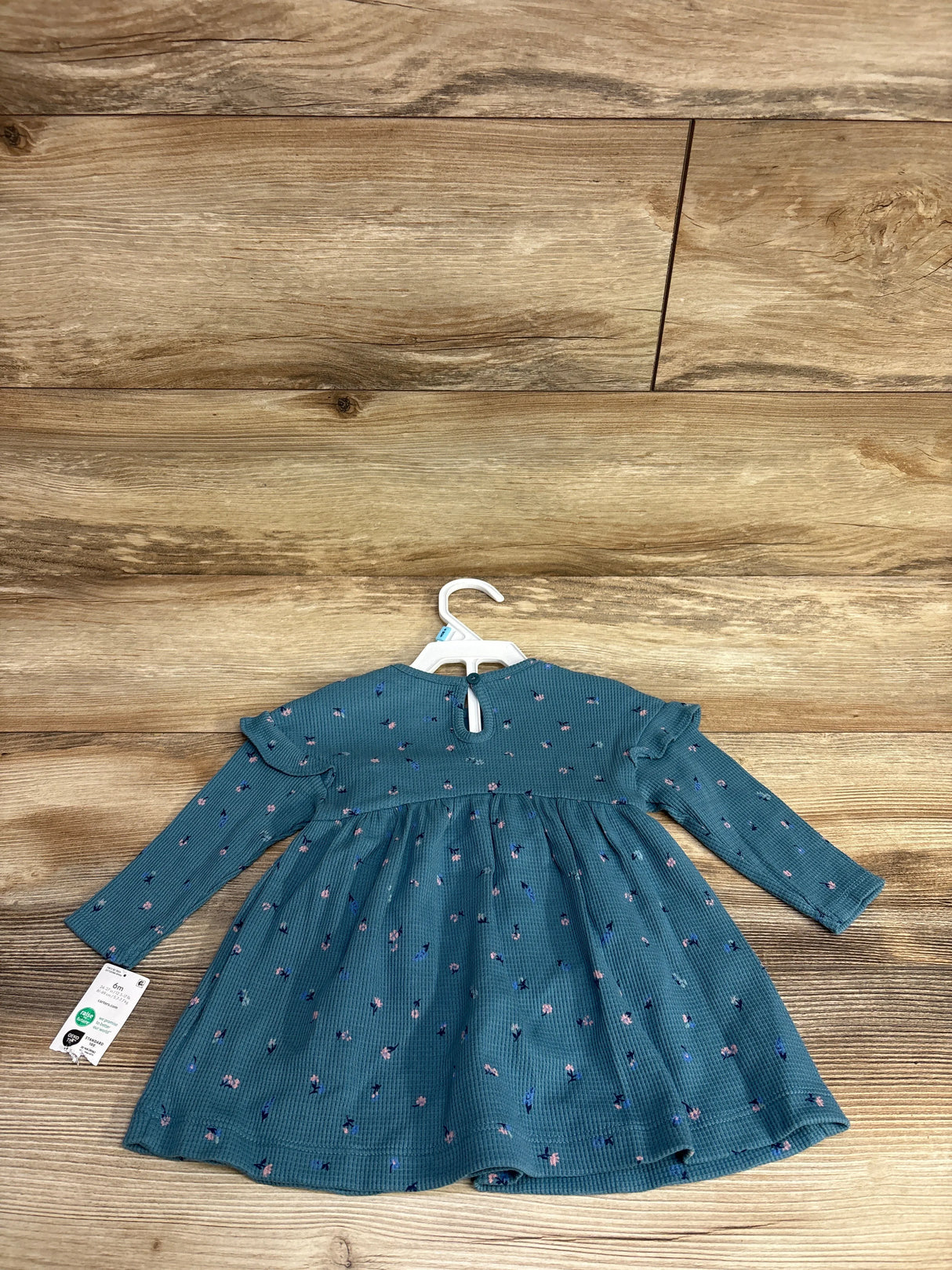 NEW Carter's 2pc Waffle Knit Floral Dress & Bloomers Teal sz 6m