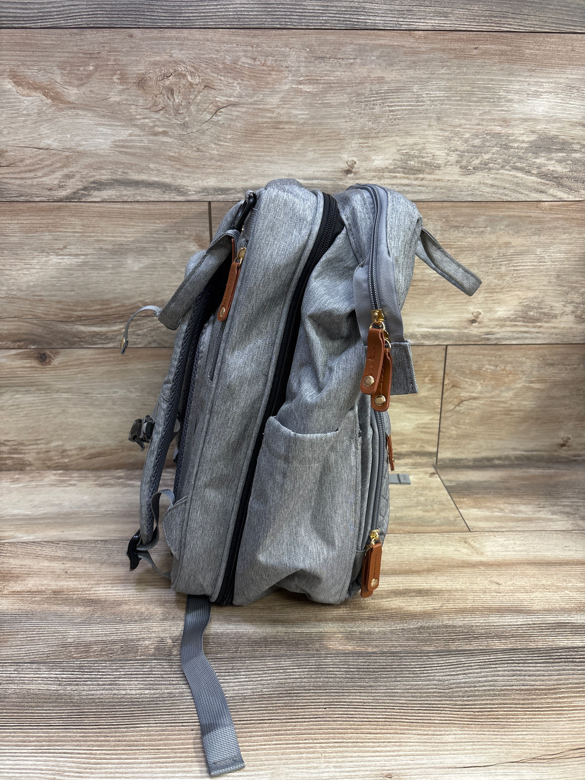 Good Mum Diaper Bag Backpack w/ Changing Station & Sunshade Grey