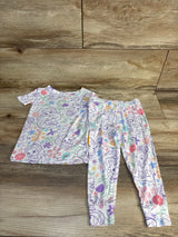 NEW Disney Princess 2pc Short Sleeve Viscose Snug Fit Pajama Set White sz 2T