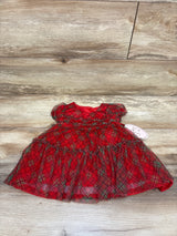 NEW Just Lizzy 2pc Holiday Plaid Tulle Dress & Bloomers Set Red sz 6/9m