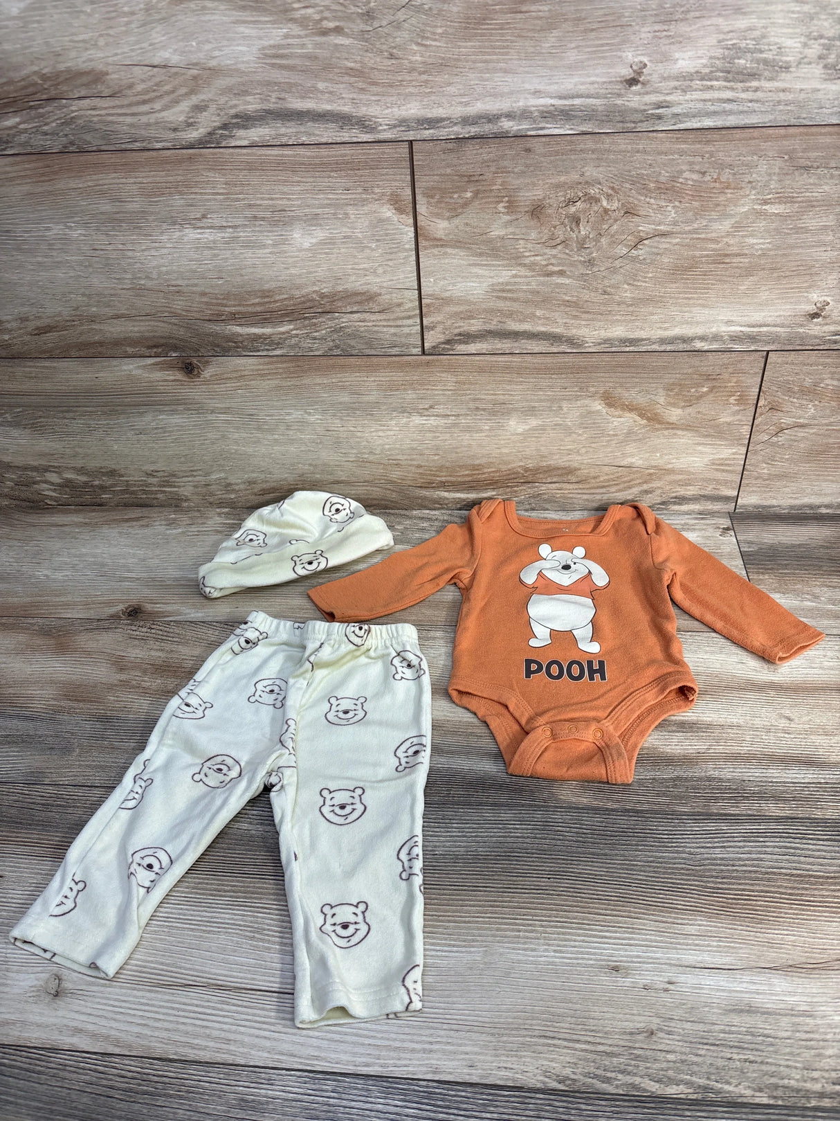 Disney Baby 3pc Winnie The Pooh Bodysuit & Pants Set Orange sz 3-6m