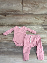 Little One Shop 2pc Henley Bodysuit & Pants Set Pink sz 3m
