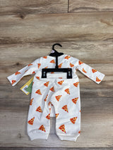 NEW Monica + Andy 2pc Pizza Bodysuit & Pants Set White sz 0-3m