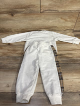 2pc Plaid Teddy Bear sweatshirt & Joggers Set White sz 12-18m