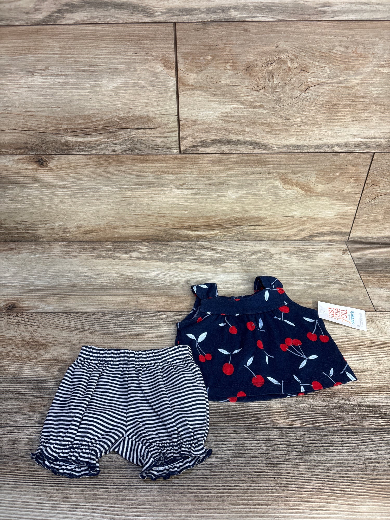 NEW Just One You 2pc Cherry Top & Shorts Set Navy sz Newborn