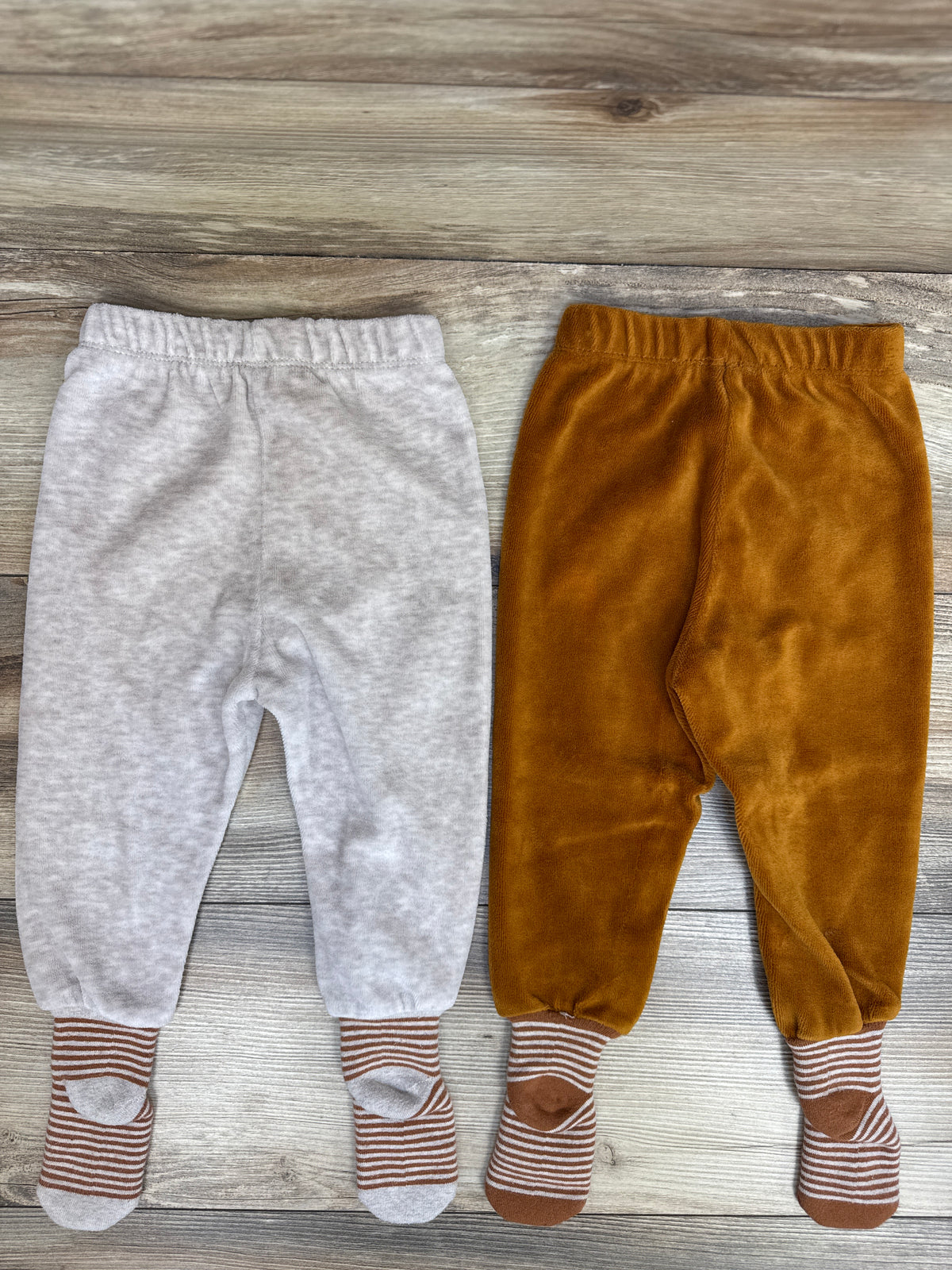 LCW 2pk Terry Cloth Footed Pants Caramel sz 9-12m