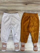LCW 2pk Terry Cloth Footed Pants Caramel sz 9-12m