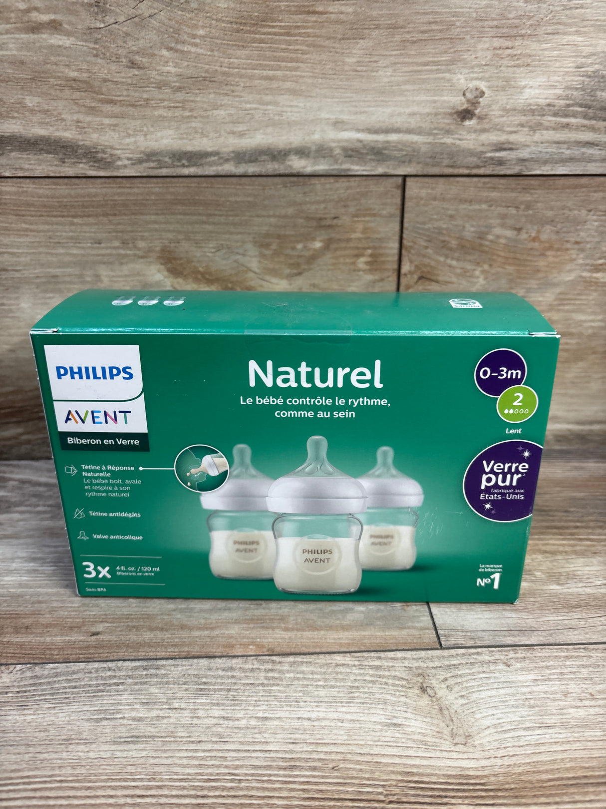 NEW Philips Avent Natural Glass Baby Bottles with Response Nipples 4oz 3pk