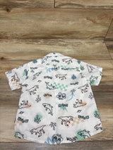 American Hawk Dinosaur Print Button Up Shirt White sz 24m