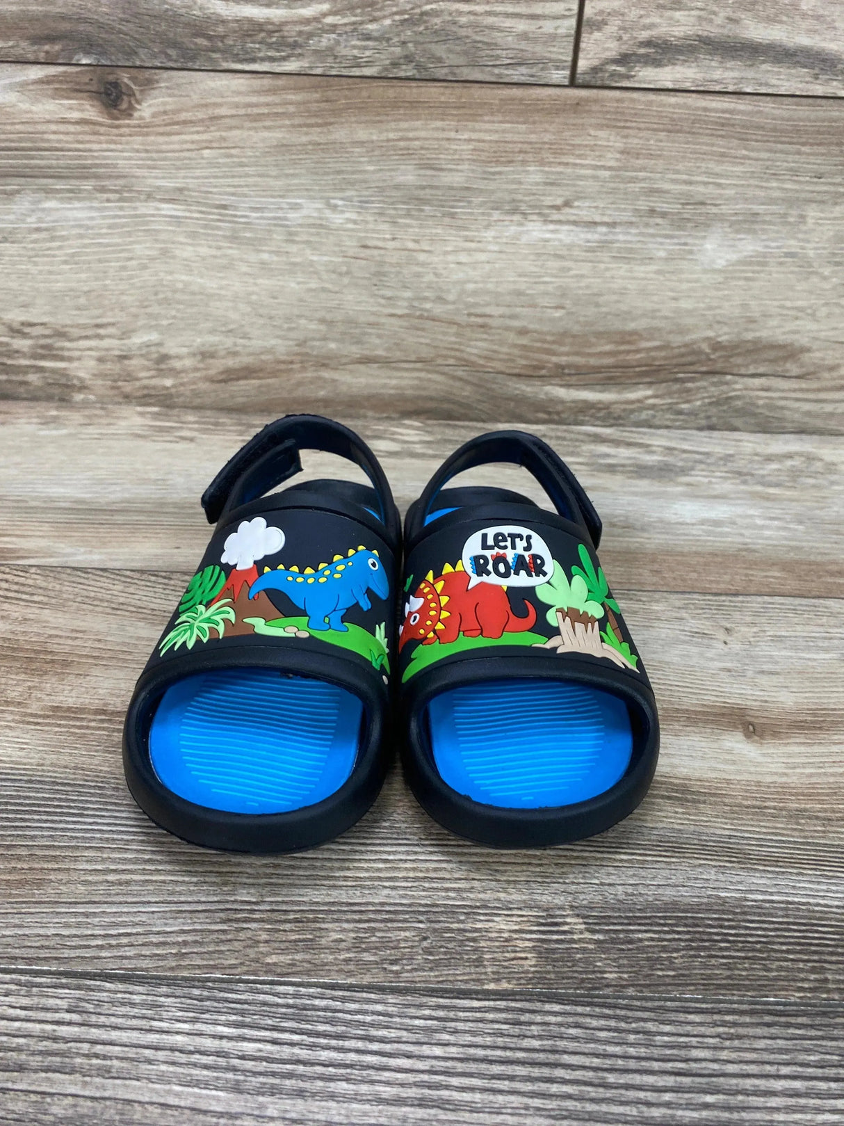 Dino Back Strap Slides Black sz 11/12c - Me 'n Mommy To Be