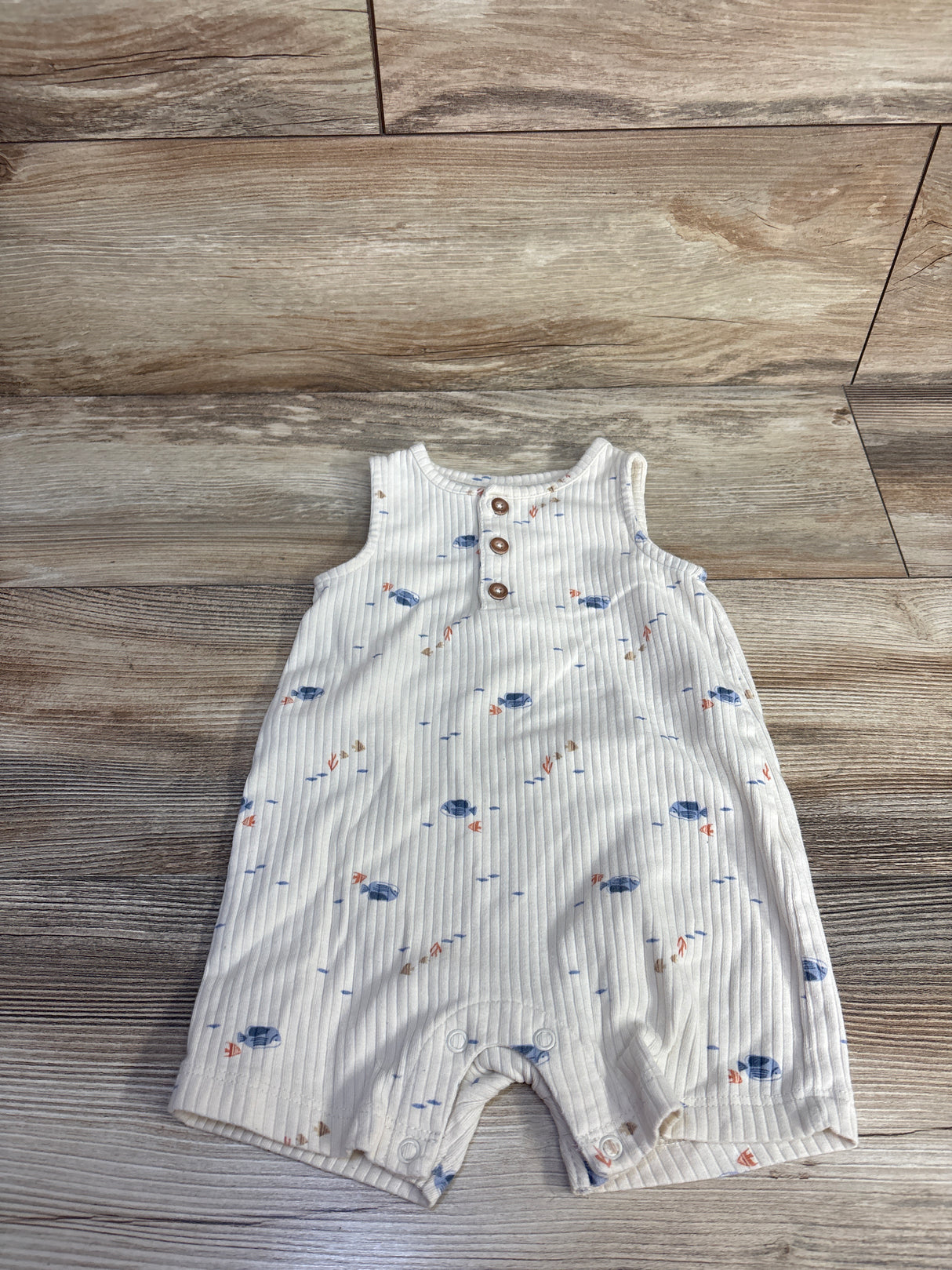 Just One You Ribbed Henley Shortie Romper Beige sz 9m