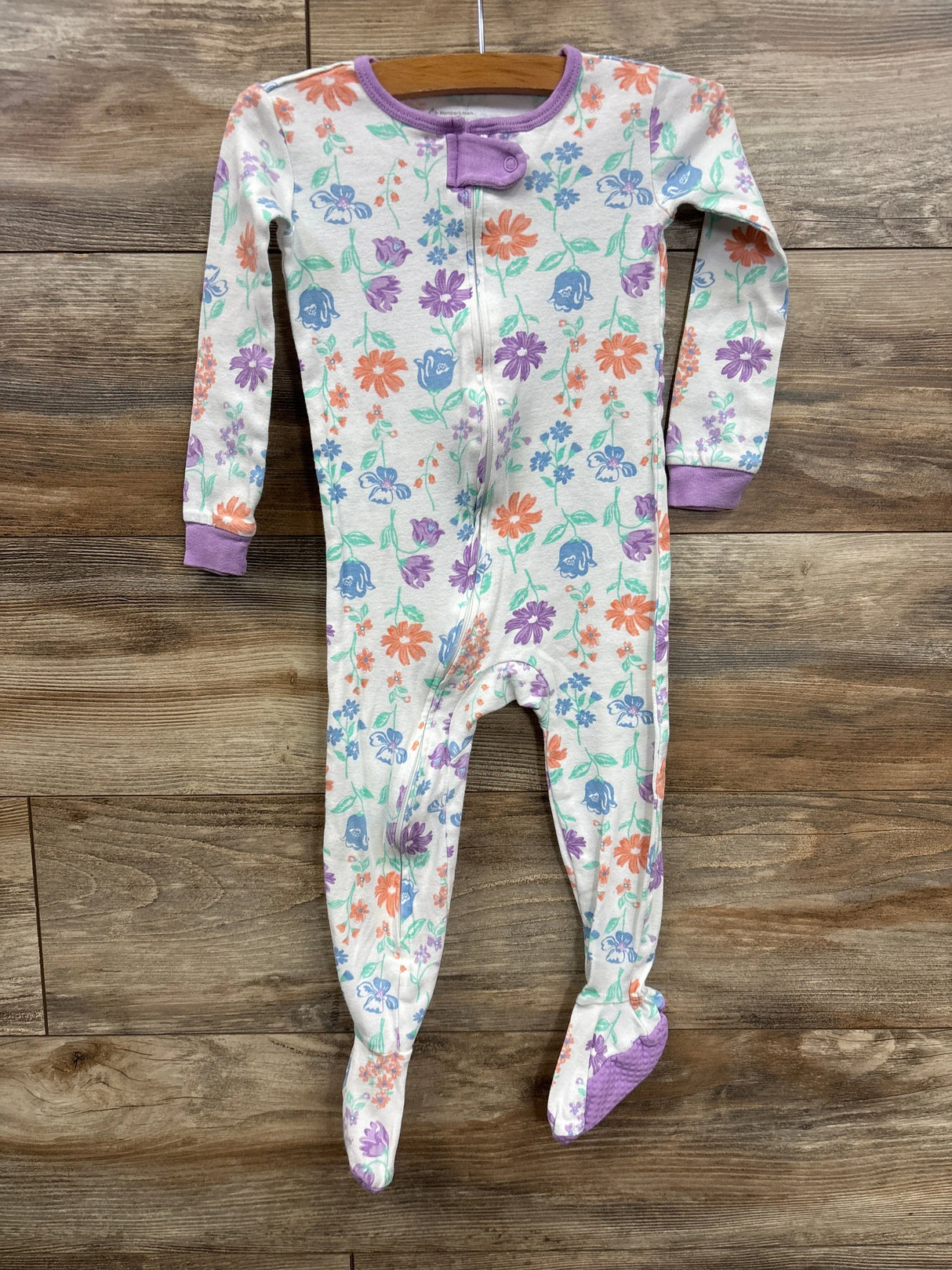 Members Mark Floral Sleeper White sz 2T