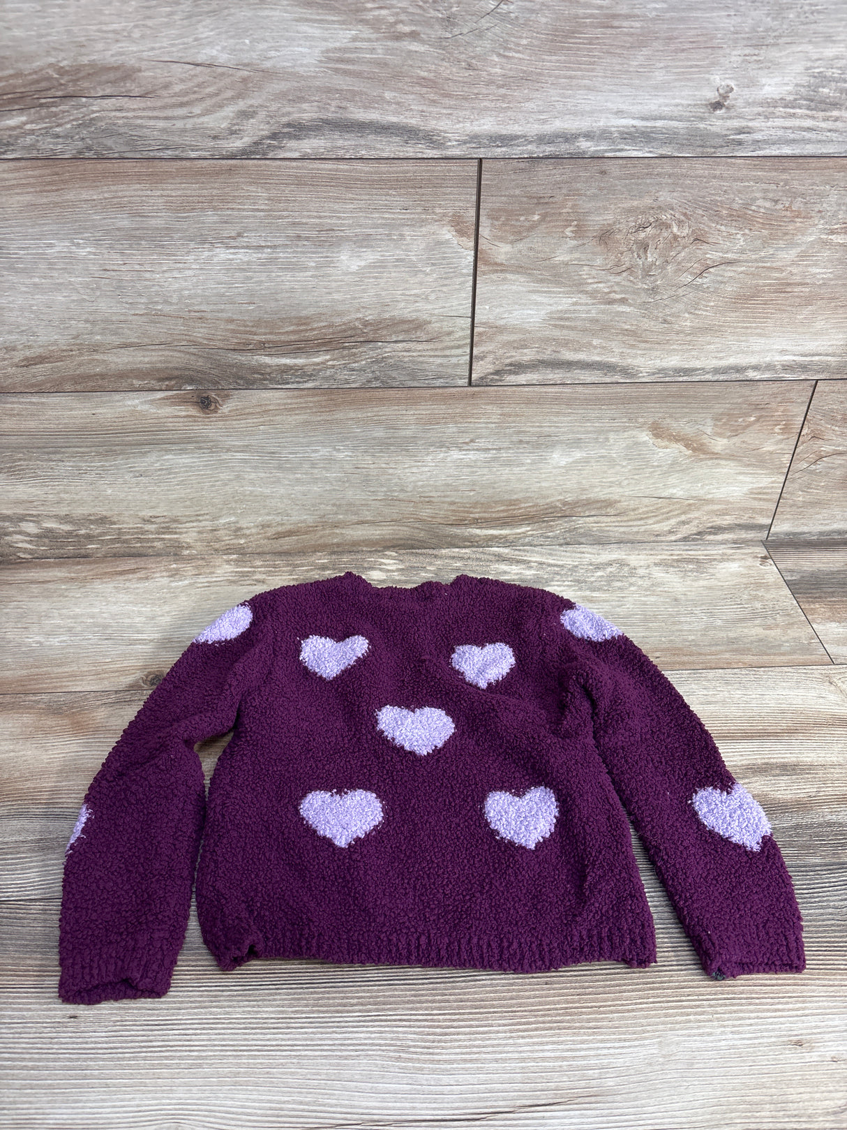 Petite BonBon Textured Sherpa Heart Sweatshirt Purple sz 5T