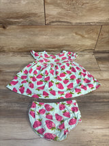 Baby Essentials Strawberry Print 2pc Dress & Bloomers Blue sz 12m