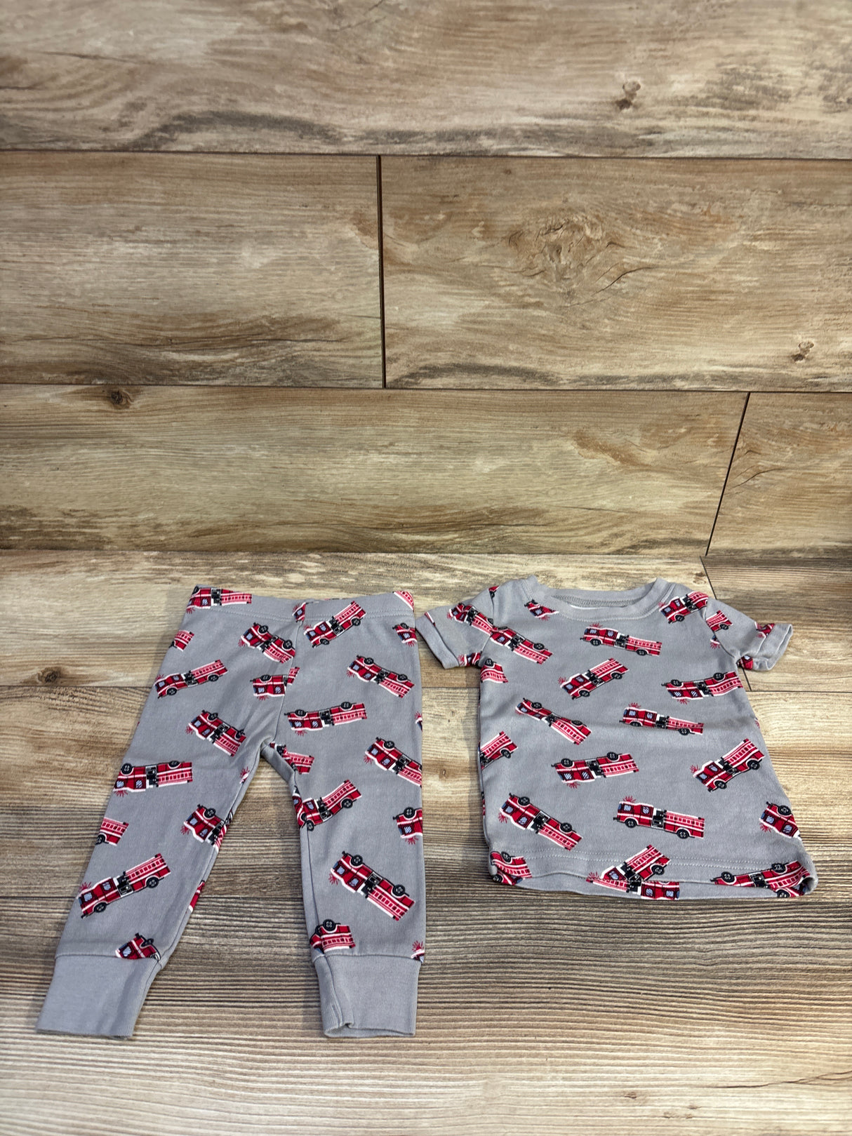 Old Navy 2pc Firetuck Pajama Set Grey sz 12-18m
