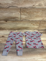 Old Navy 2pc Firetuck Pajama Set Grey sz 12-18m