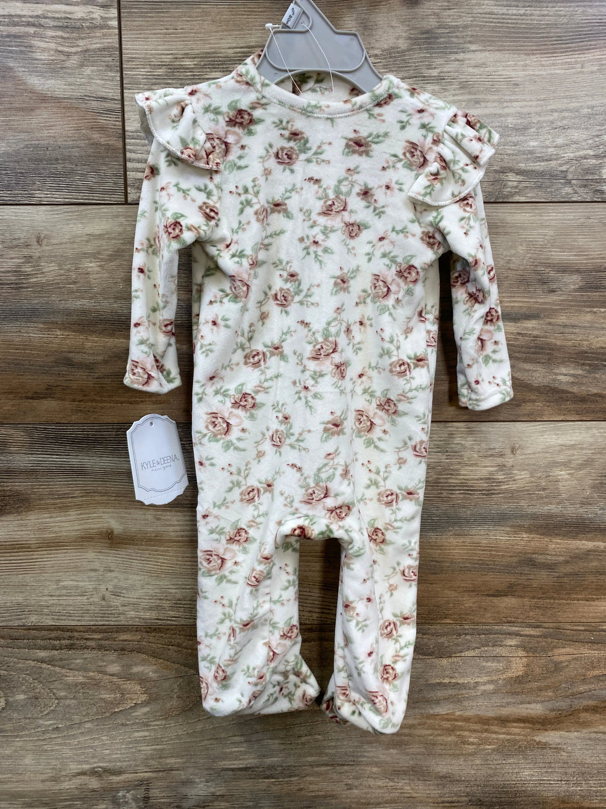 NEW Kyle & Deena 2pc Velour Floral Footed Coverall White sz 0-3m