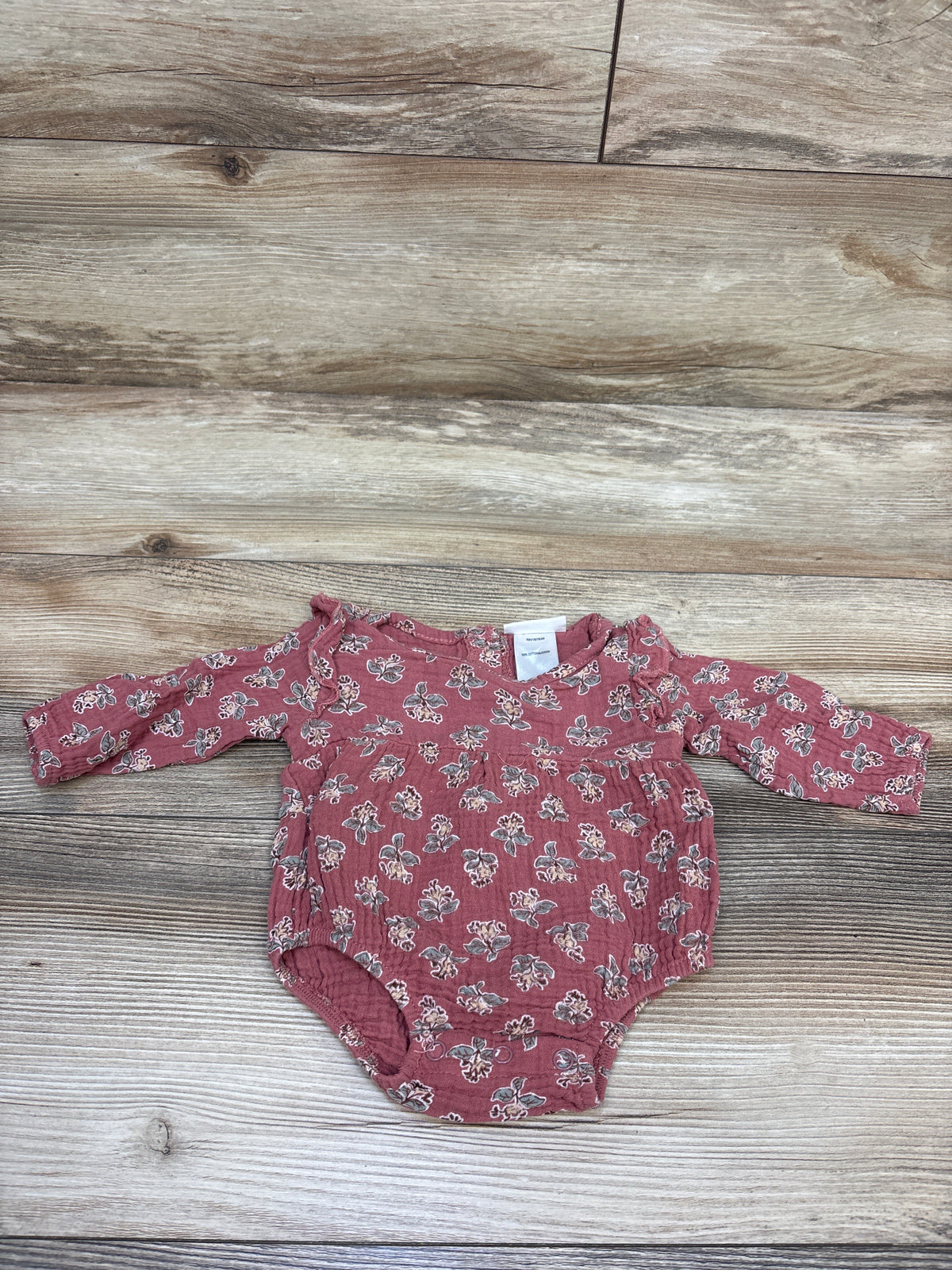 Daisy Fuentes Gauze Long Sleeve Bubble Romper Pink sz 0/3m