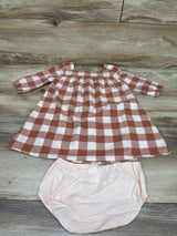 Just One You 2pc Square Neck Flannel Dress & Bloomers Set Orange sz 18m