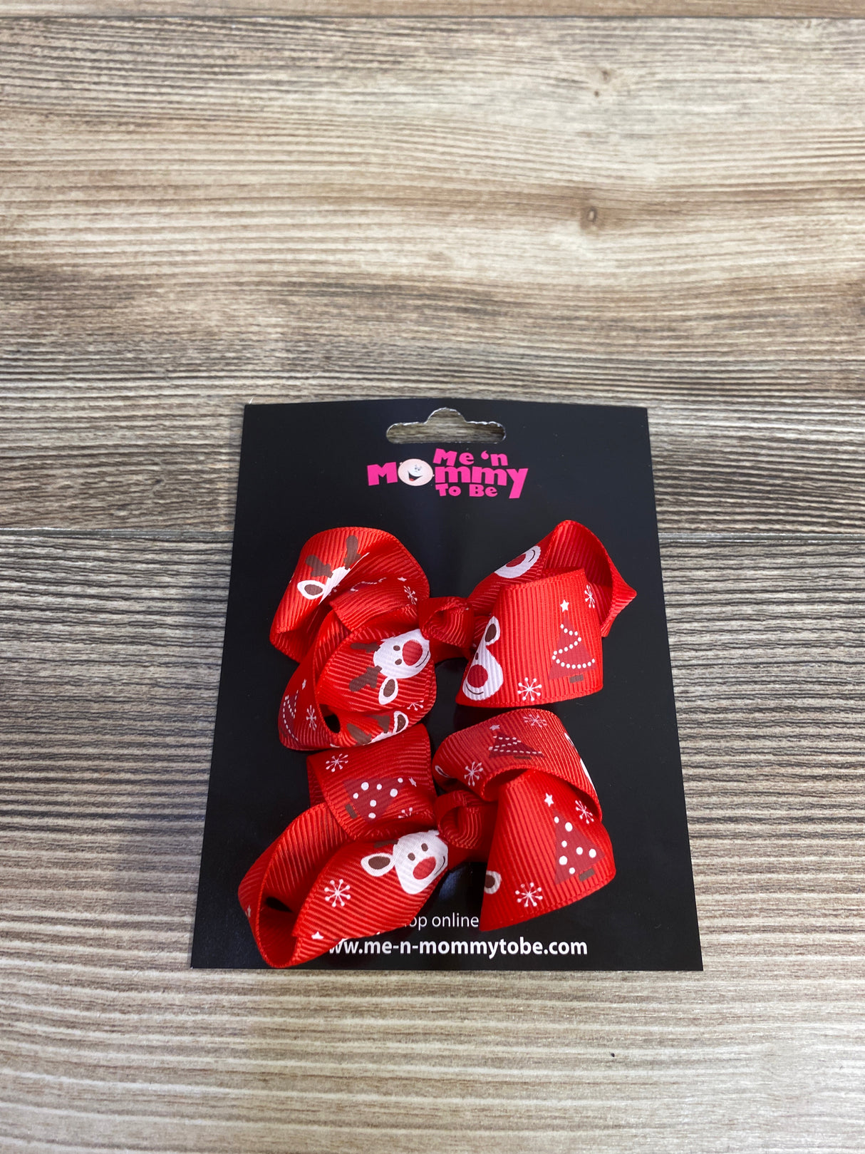 NEW Reindeer Hair Bow Red, 2pk