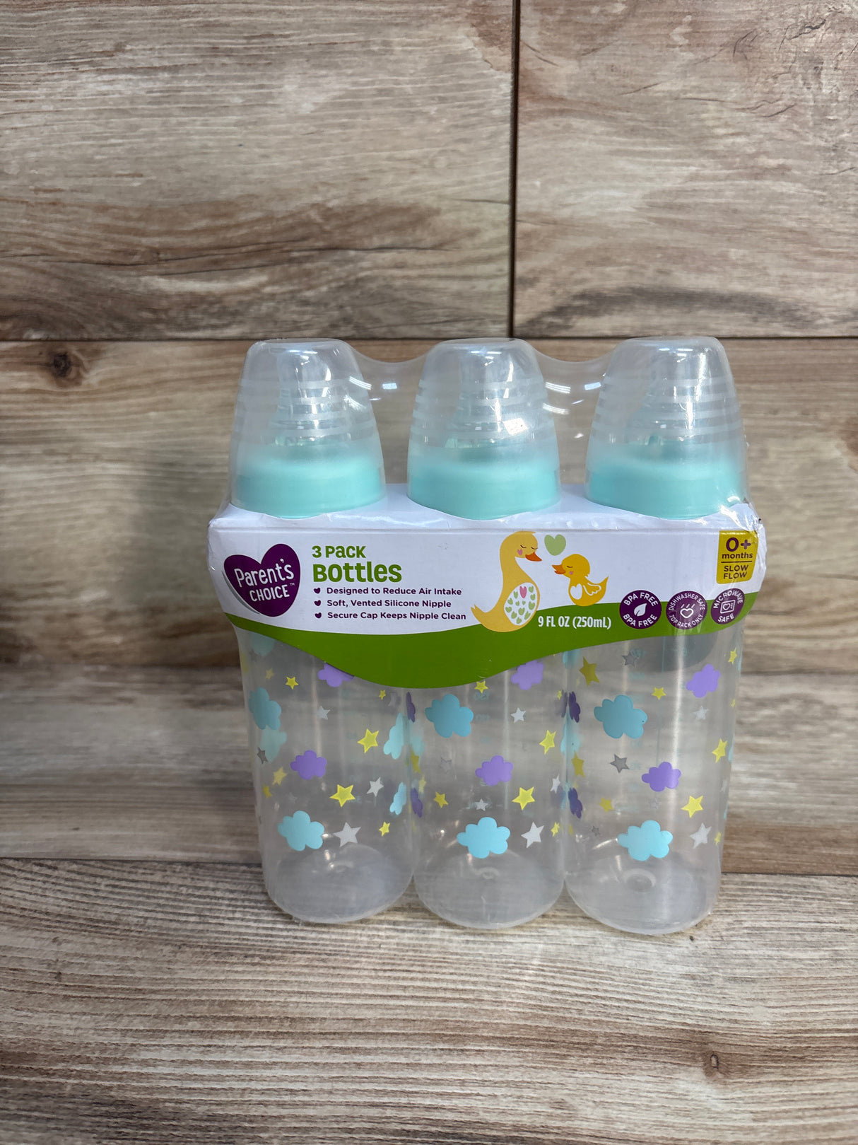 NEW Parent's Choice 3pk Slow Flow Bottles, 9oz