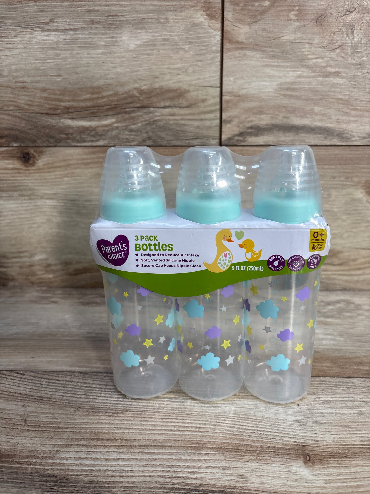 NEW Parent's Choice 3pk Slow Flow Bottles, 9oz
