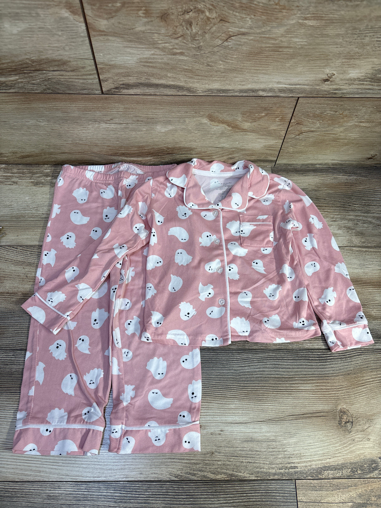 Tahari Baby 2pc Ghost Coat Style Pajama Set Pink sz 3T